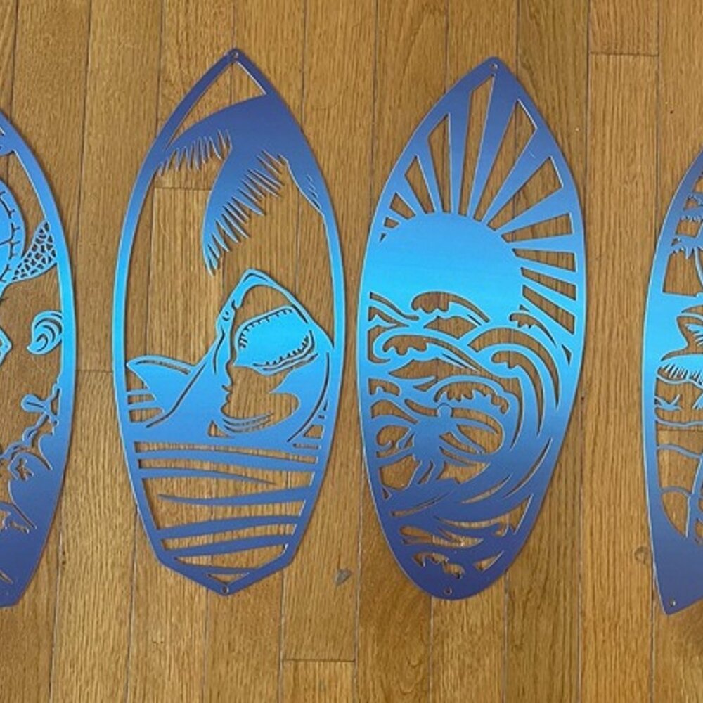 NEW 4Pcs Metal Surf Board Wall Decor Summer Surfboard Beach Signs. - Picture 7 of 9